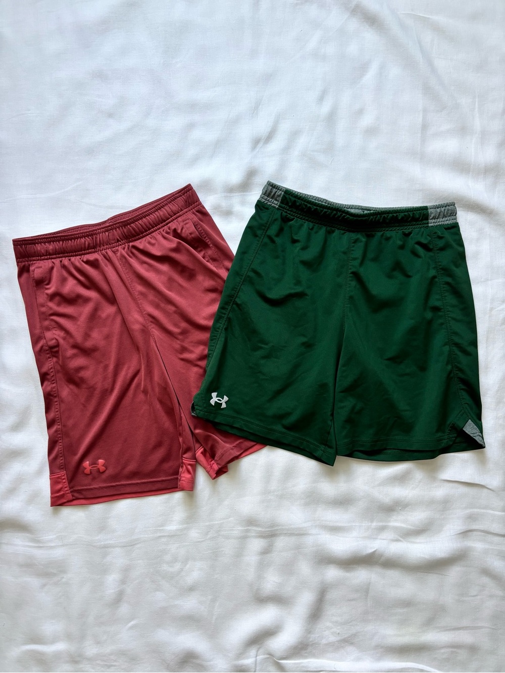 Under Armour Boys Youth Large Athletic Shorts Bundle Green Red YL